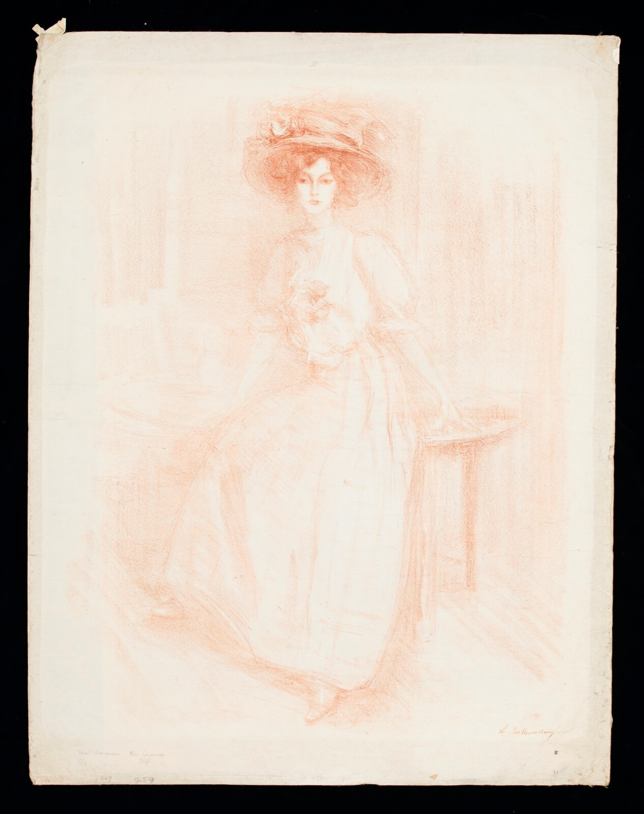 Albert de Belleroche - Portrait of a Woman Seated Against a Table