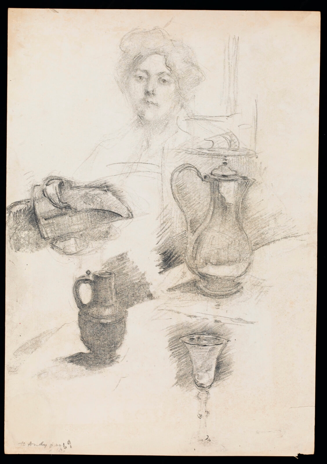 Albert de Belleroche - Portrait of a Woman and Various Studies of Tableware