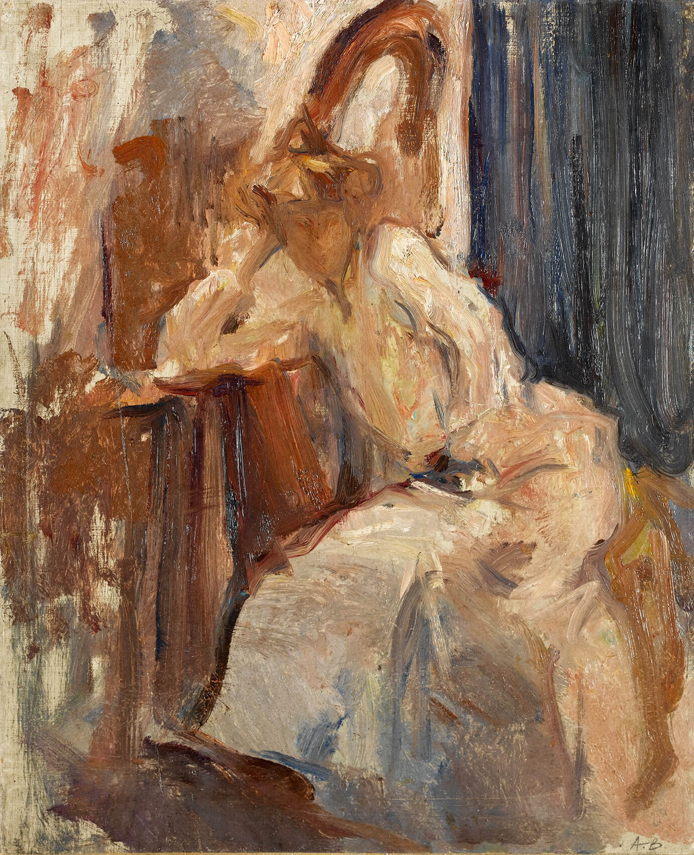 Albert de Belleroche - Seated Woman with harp behind