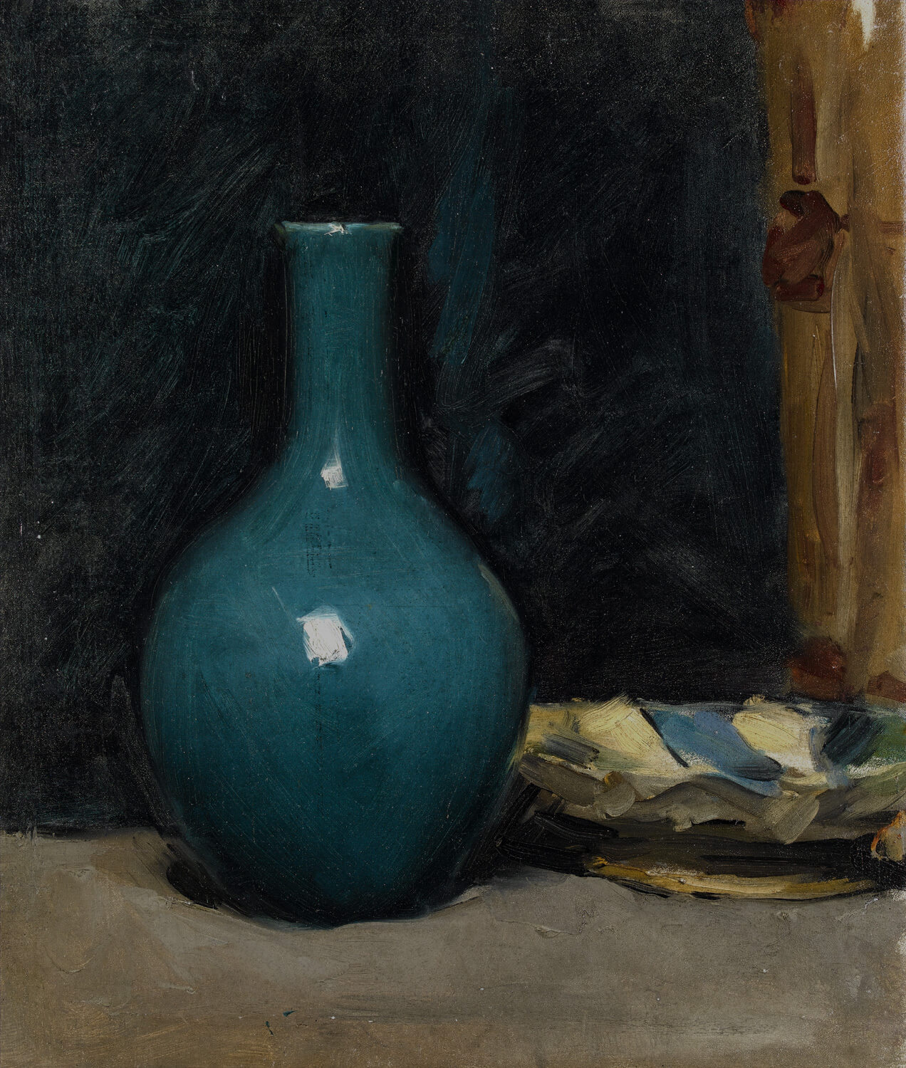 Albert de Belleroche - Still life with blue pot and folded cloth