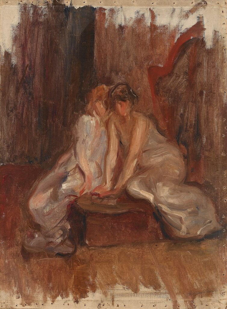 Albert de Belleroche - Two women sitted by a harp - circa 1900