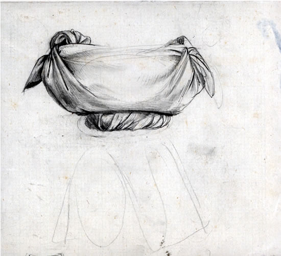 Anne Newland - Study of a basket balanced on a woman's head