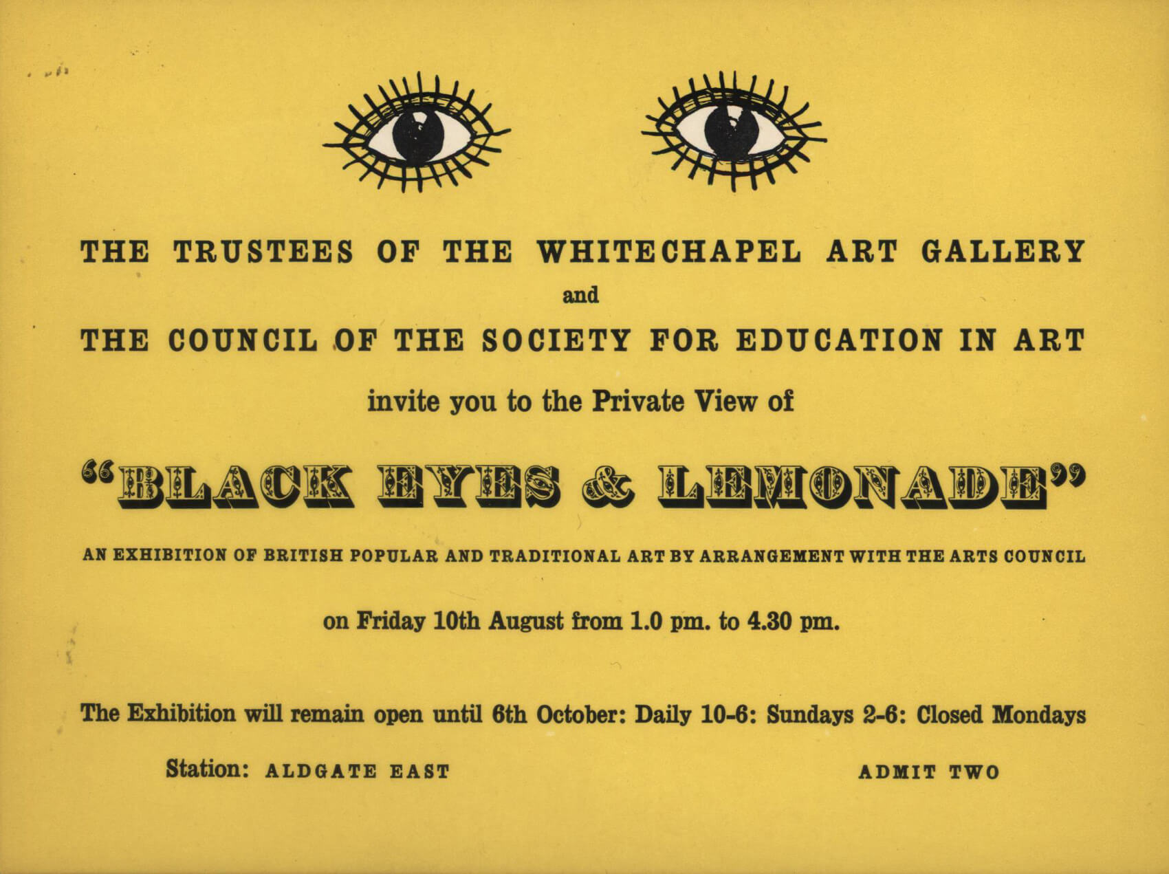 Barbara Jones - Black Eyes & Lemonade invitation card private view