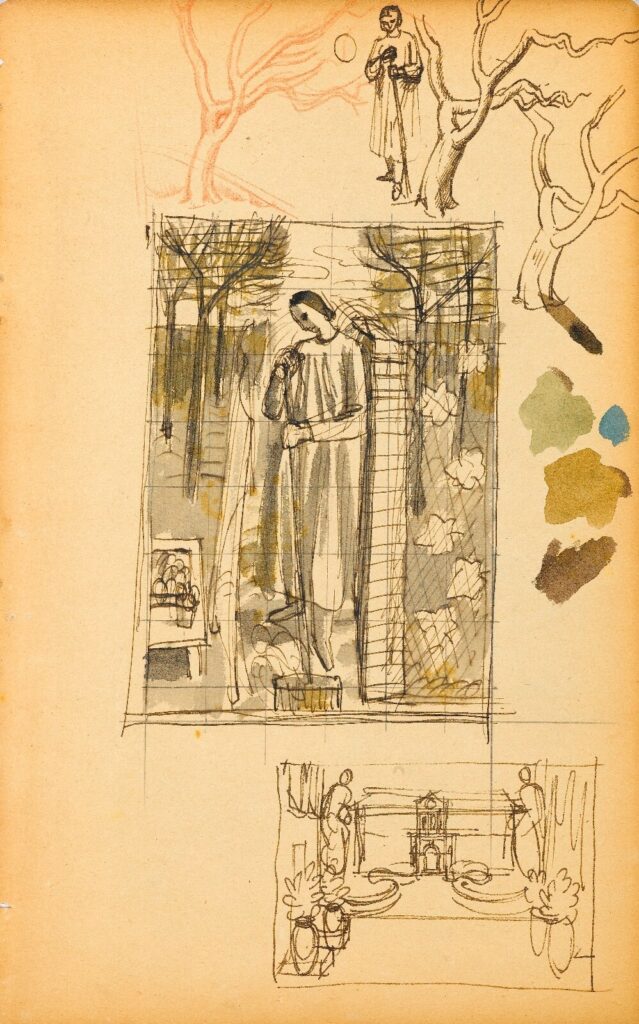 Charles Mahoney - Compositional study for woman sweeping path