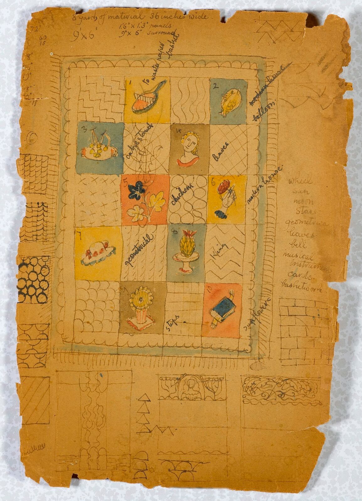 Charles Mahoney - Design for an embroidered quilt