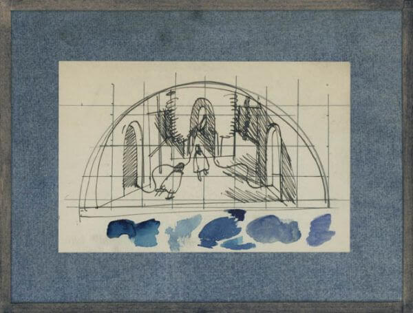Charles Mahoney - Mural design for Campion Hall - fleeing figures