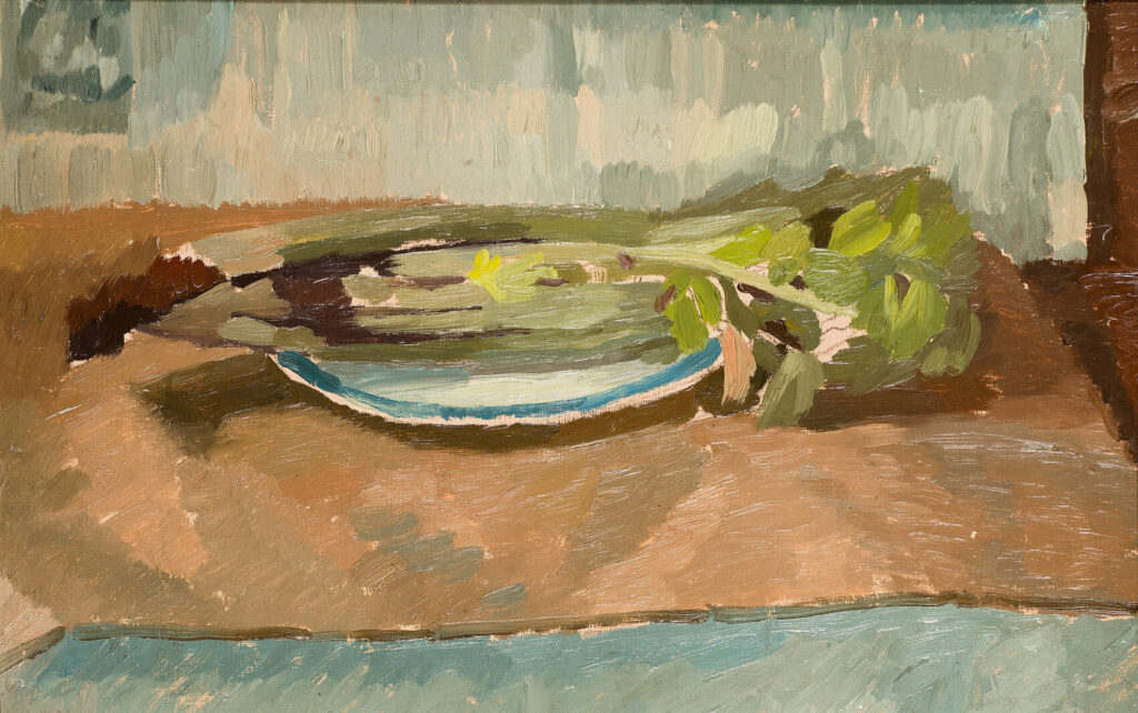 Charles Mahoney - Still Life with Celery on a blue and white dish
