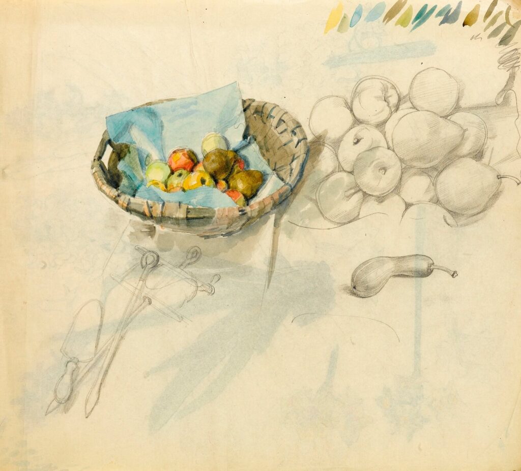 Charles Mahoney - Study of pears and applies in a basket