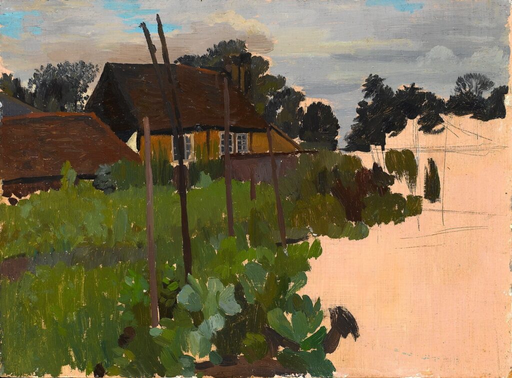 Charles Mahoney - View of Oak cottage from the vegetable plot