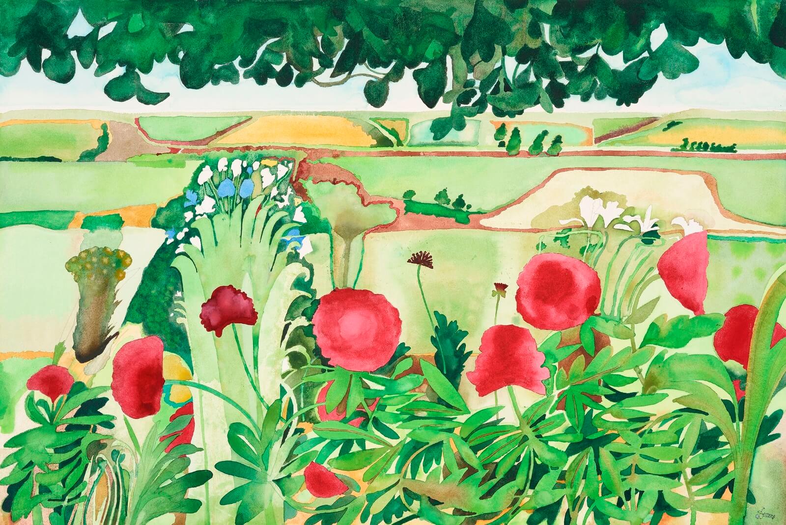 David Evans (1929–1988) - Poppy landscape