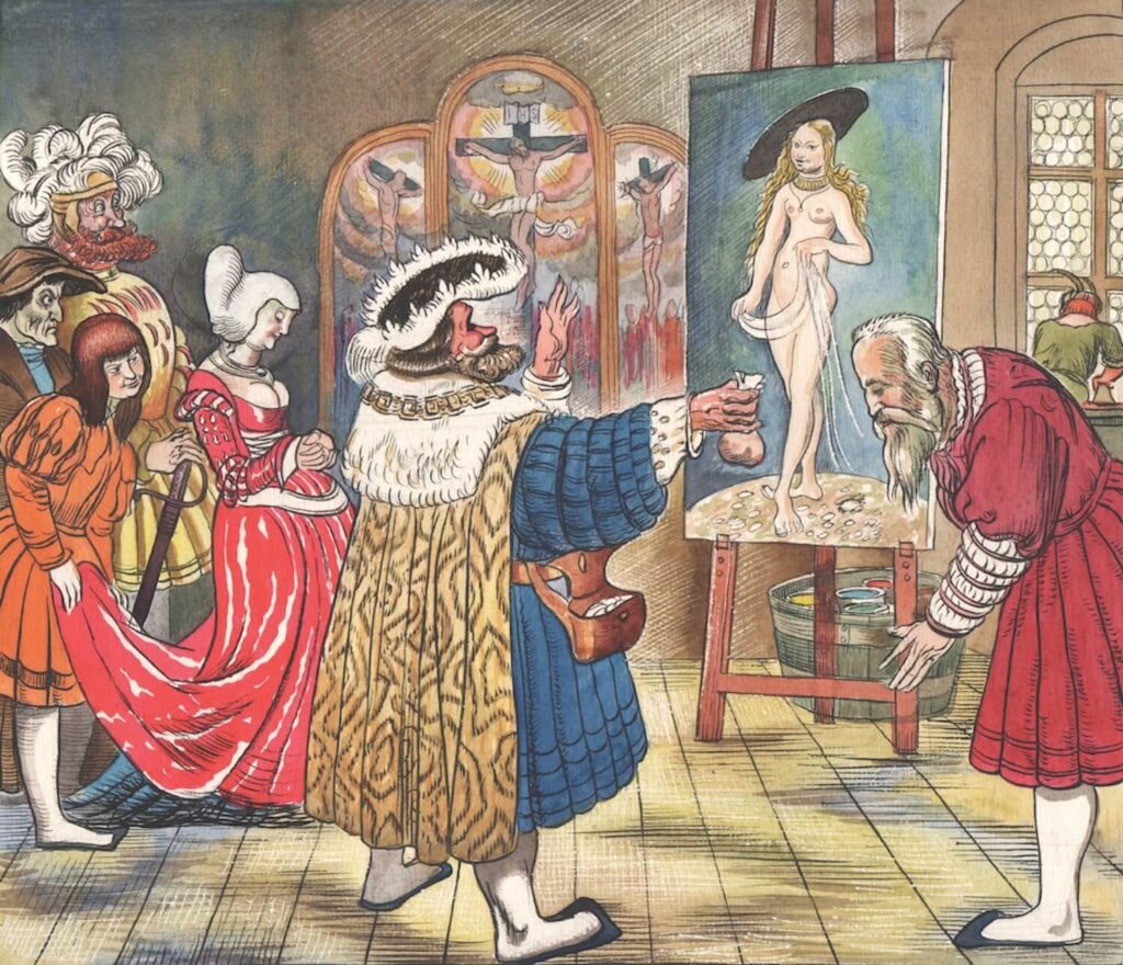 Douglas Percy Bliss - Lucas Cranach of Wittenberg disposes of a "Frau Venus"