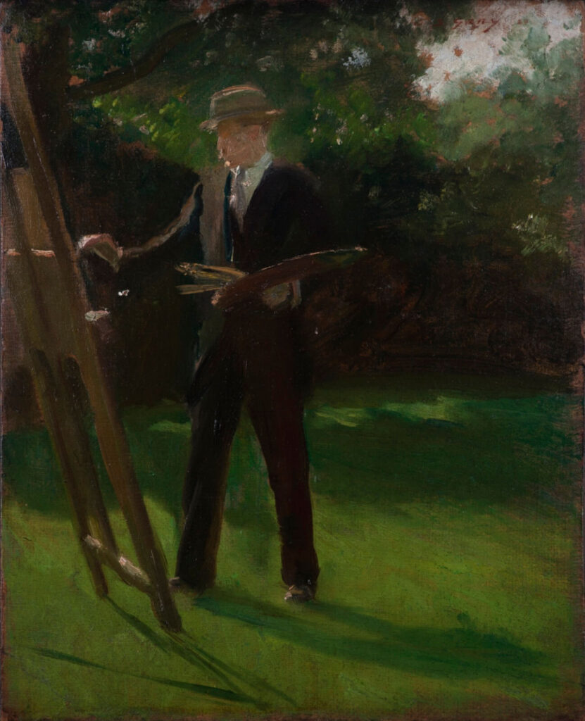 Douglas Stannus Gray - Self-portrait Painting at an Easel Outdoors