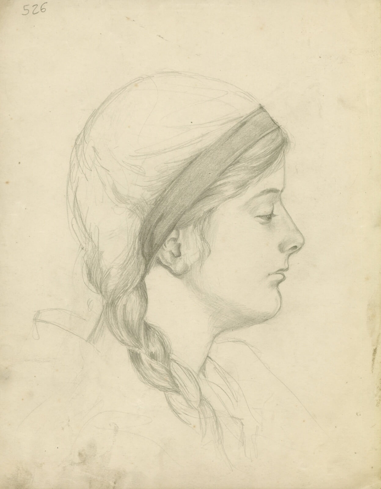 Evelyn Dunbar - Profile of a young woman with hairband