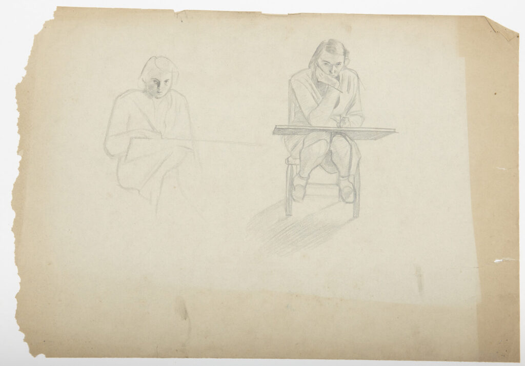 Evelyn Dunbar - The Artist at Her Drawing Board