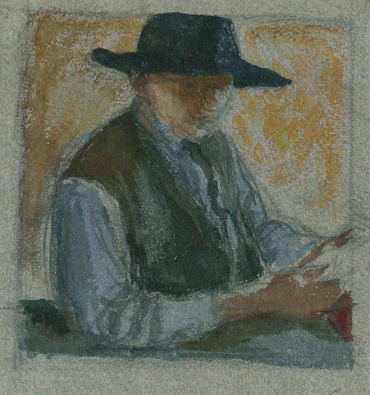 Francis Spear - Self-portrait in a Large Brimmed Black Hat
