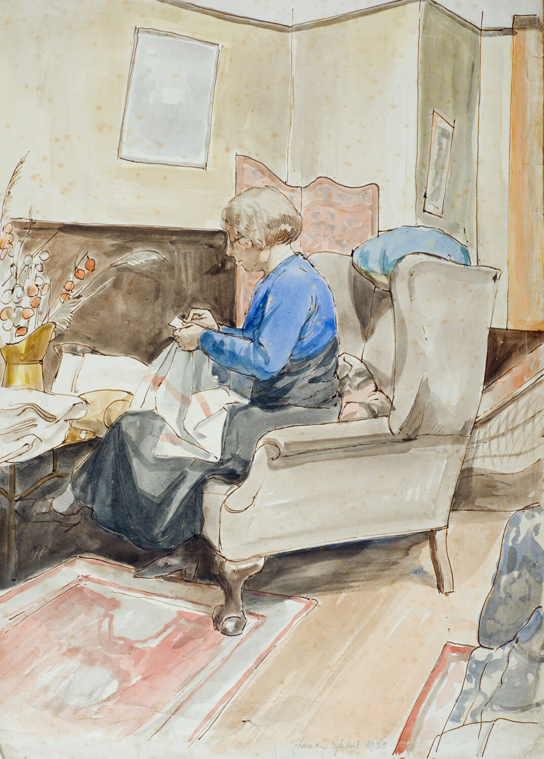 Francis Spear - The artist's Mother sewing