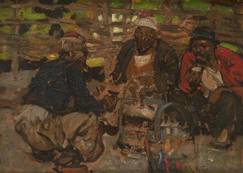 Frank Brangwyn - Three Nubians Sitting by a Brazier