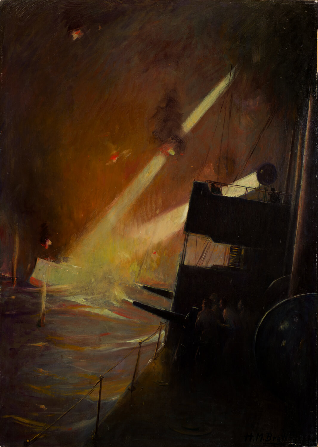 Harold M. Brett - A Destroyer on a night time naval encounter