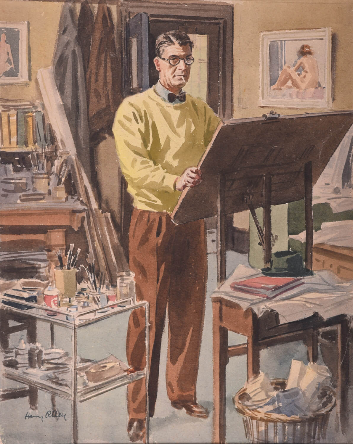 Henry Arthur Riley - Harold Riley in His Studio