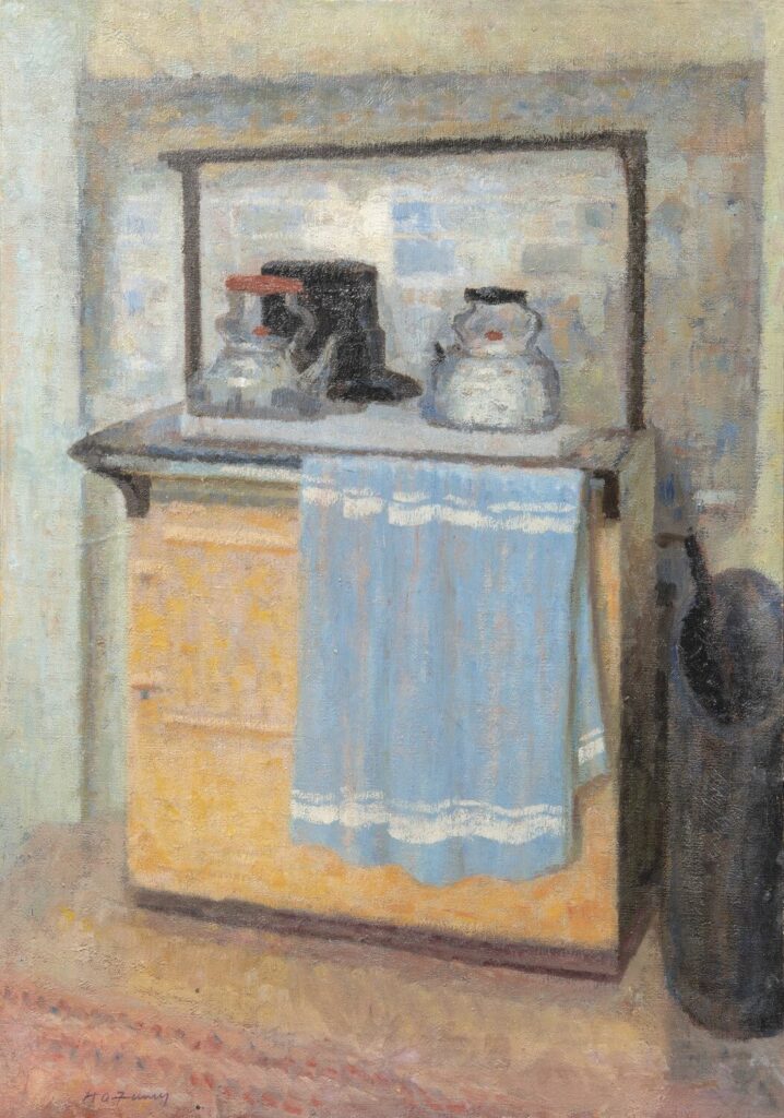 Hubert Arthur Finney - Aga with Two Kettles and Blue Towel