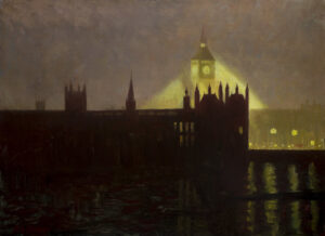 Hubert Arthur Finney - Houses of Parliament from St Thomas Hospital at Night