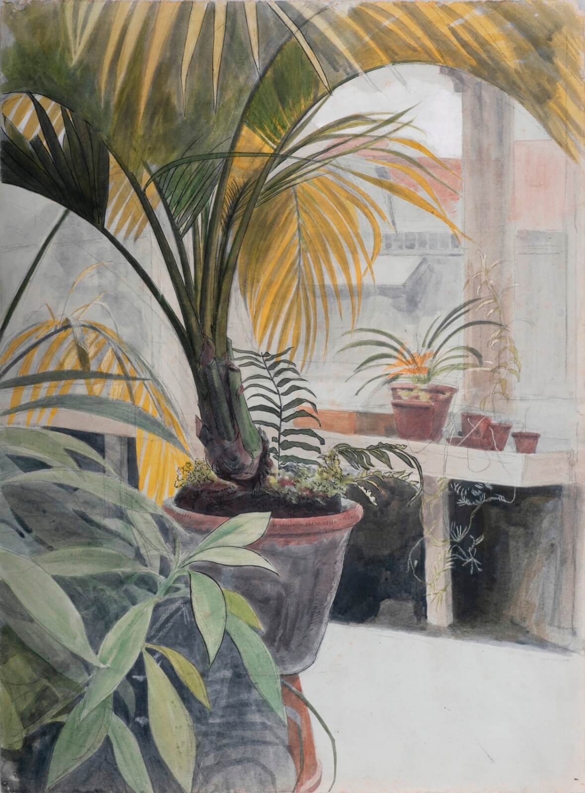 Hubert Arthur Finney - Interior with Plants