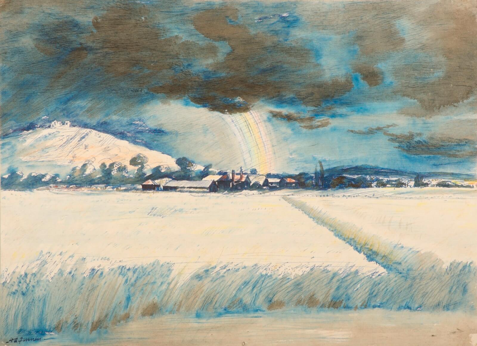 Hubert Arthur Finney - Landscape with Rainbow
