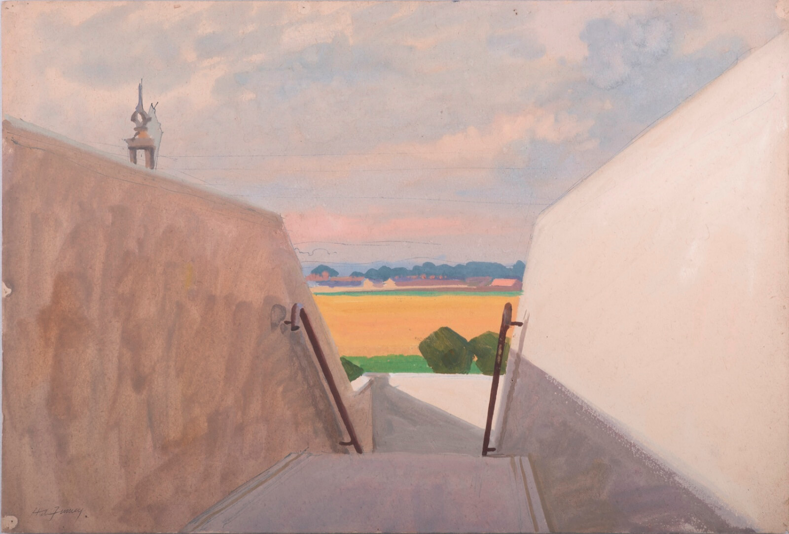 Hubert Arthur Finney - Stairs and landscape
