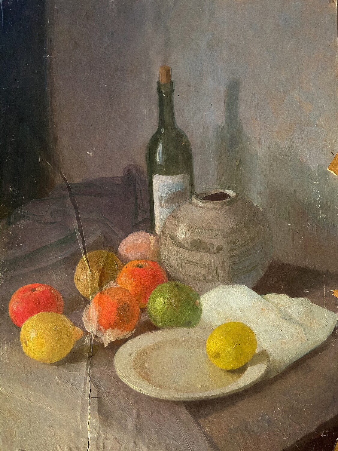 Hubert Arthur Finney - Still life with fruit and bottle