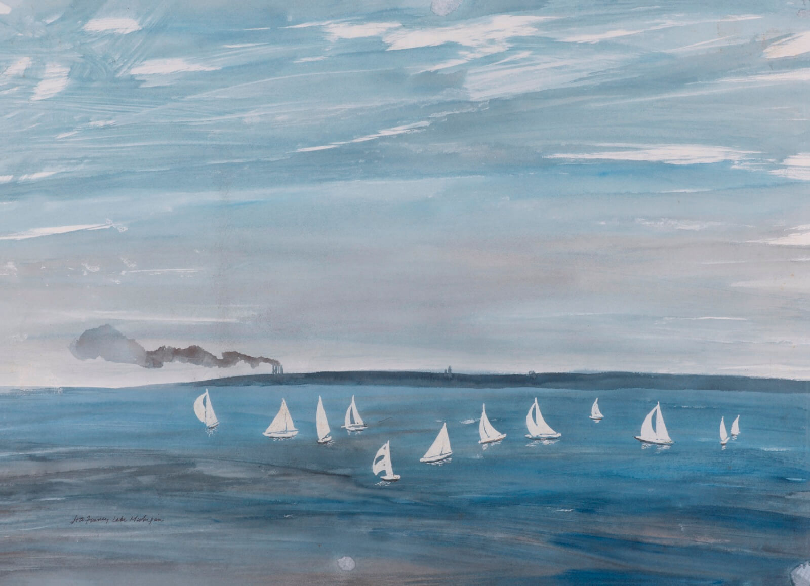 Hubert Arthur Finney - The Yacht Race on Lake Michigan