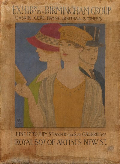 Joseph Southall - Visitors to an Exhibition: Design for a Poster