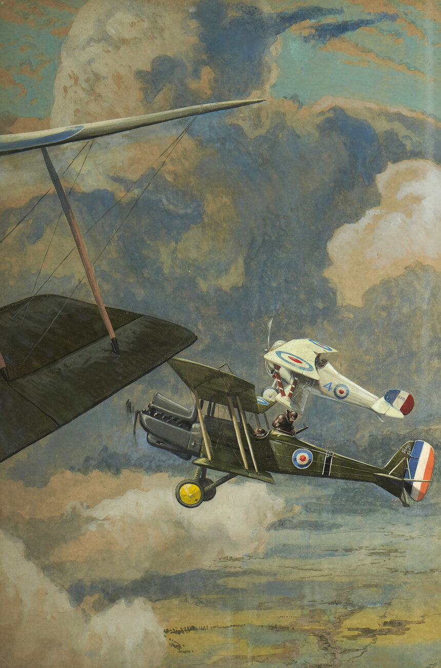 Lt Richard Barrett Talbot Kelly - An RE8 with a French Nieuport 27 fighter escort