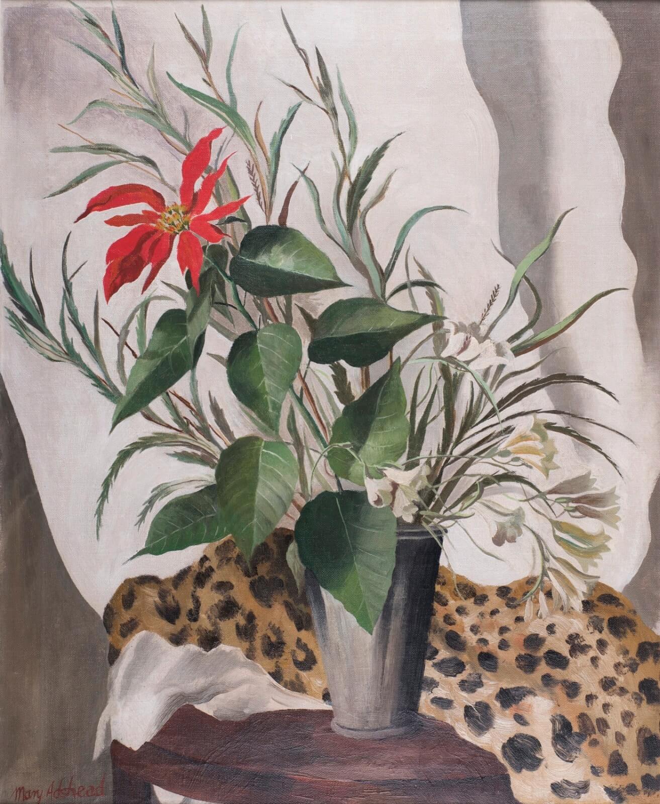 Mary Adshead - Still-life of Red Lily with Leopard Skin