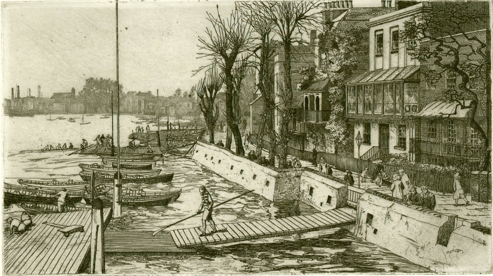 May Tremel - View from Hammersmith Bridge of Lower Mall