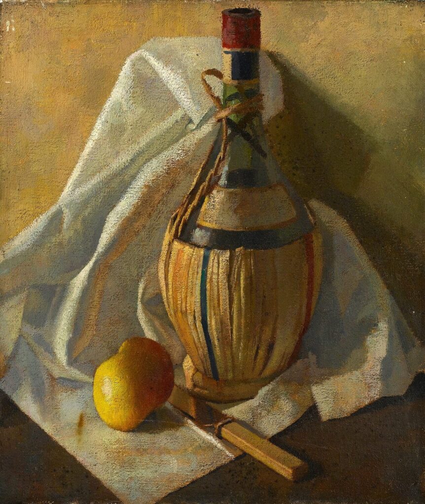 Percy Horton - Chianti bottle with lemon