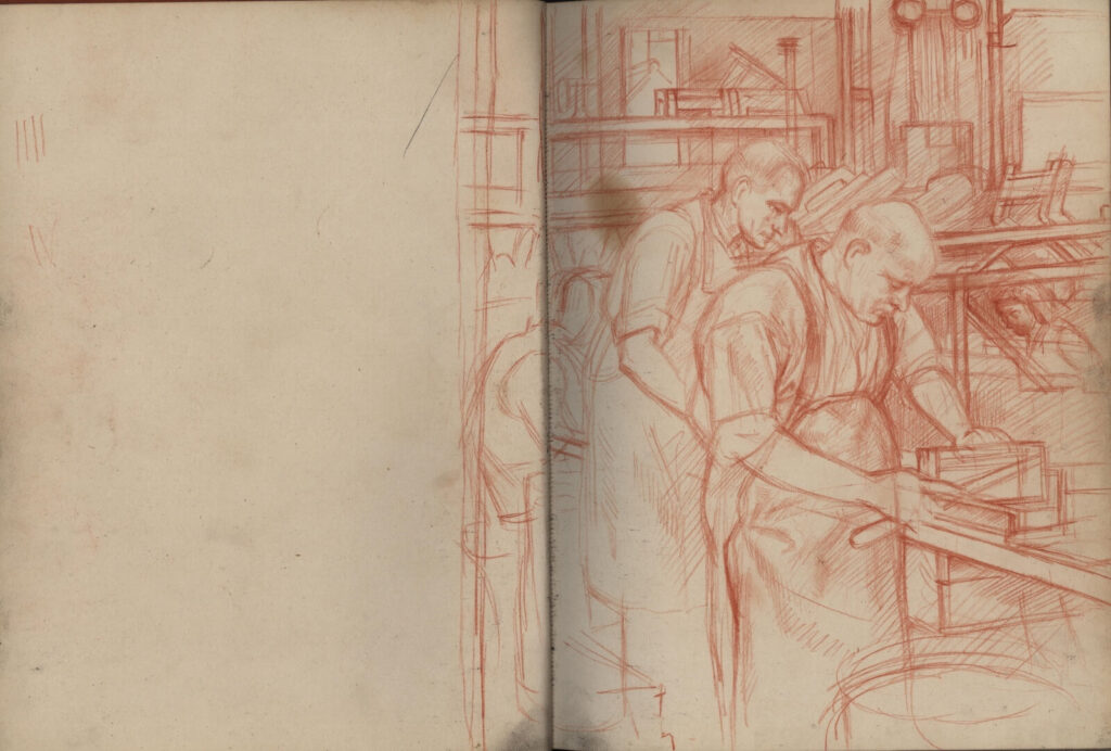 Percy Horton - Study for Blind Workers in a Birmingham Factory