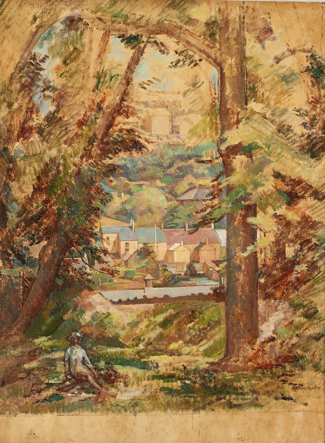 Percy Horton - View of Houses Through a Gap in Trees
