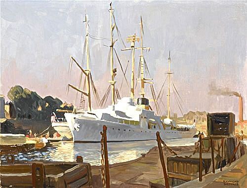 Raymond Sheppard - Cruise Boat and Sail Boat at Wapping