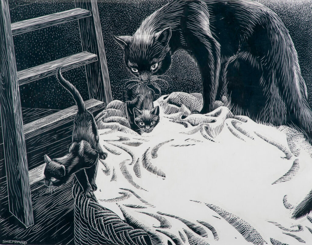 Raymond Sheppard - Mother attending to her two kittens