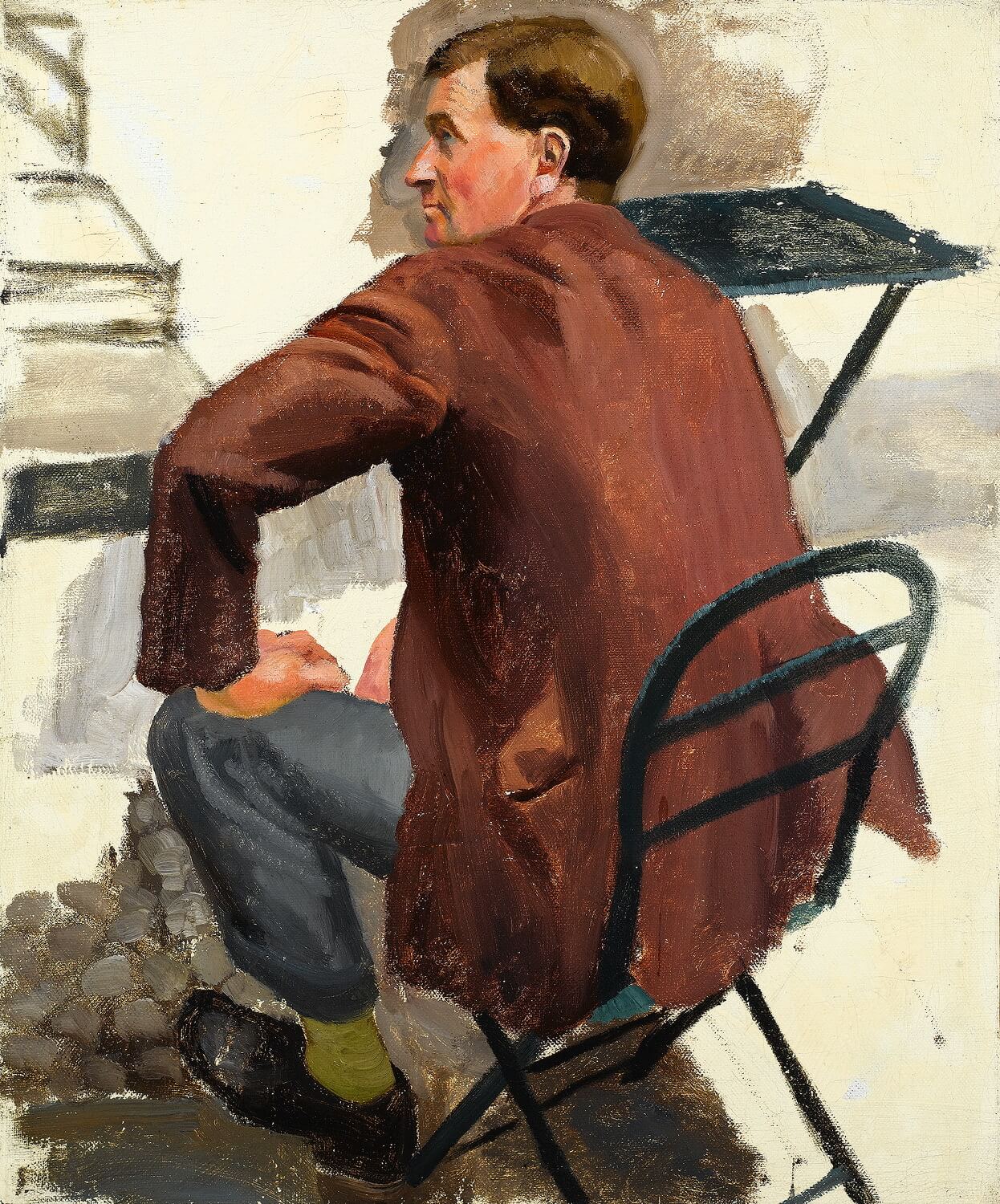 Richard Carline - Study of Richard Hartley for Gathering on the Terrace at 47 Downshire Hill
