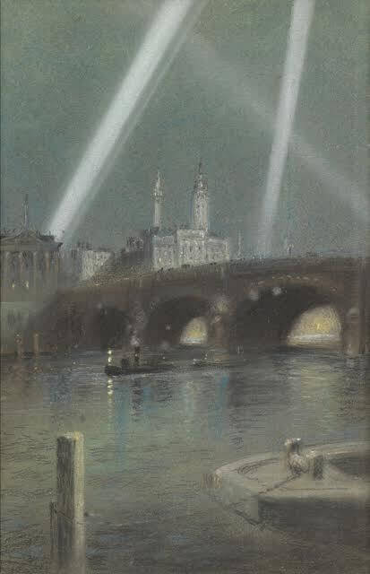 Robert Randoll - War Searchlights over London Bridge