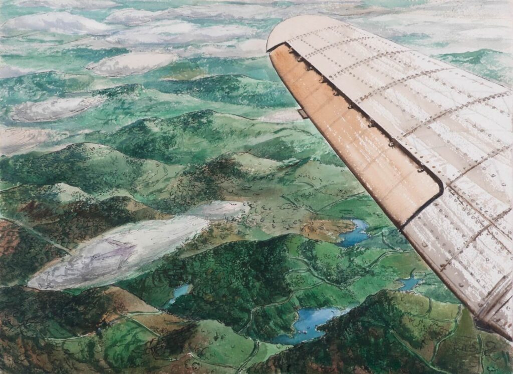 Rudolf Sauter - Bird's-eye view over the Wing of an Aeroplane