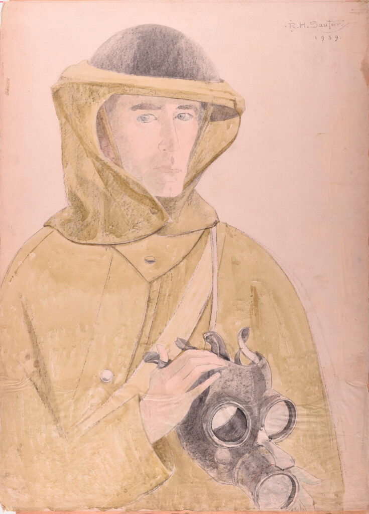 Rudolf Sauter - Soldier Holding a Gas Mask (believed to be a self-portrait)