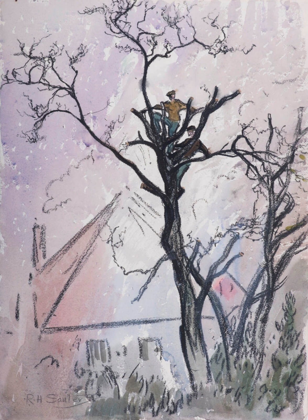 Rudolf Sauter - Workmen pollarding a tree