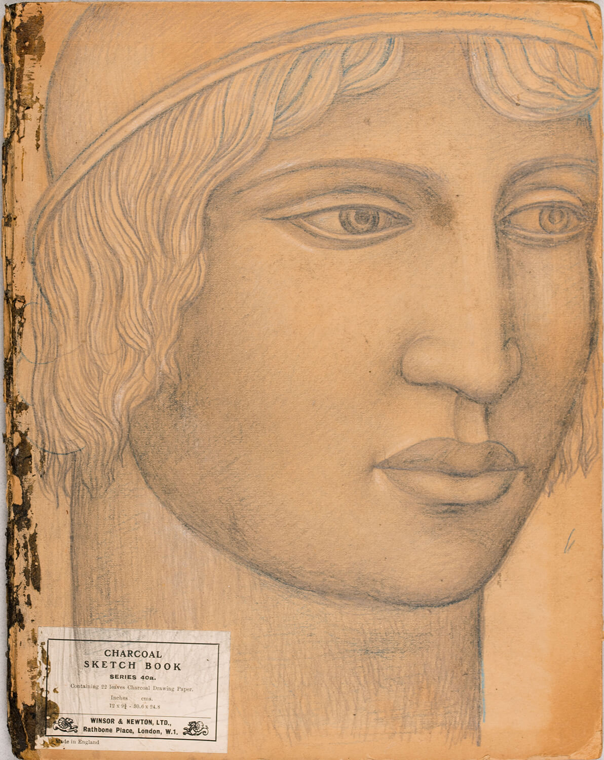 Stanley Lewis - Grecian Profile - drawn on the cover of a Charcoal Sketch Book