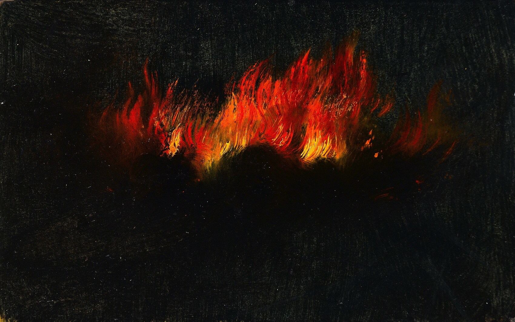 Walter Hunt - Zeppelin in flames as seen through telescope from Southfields