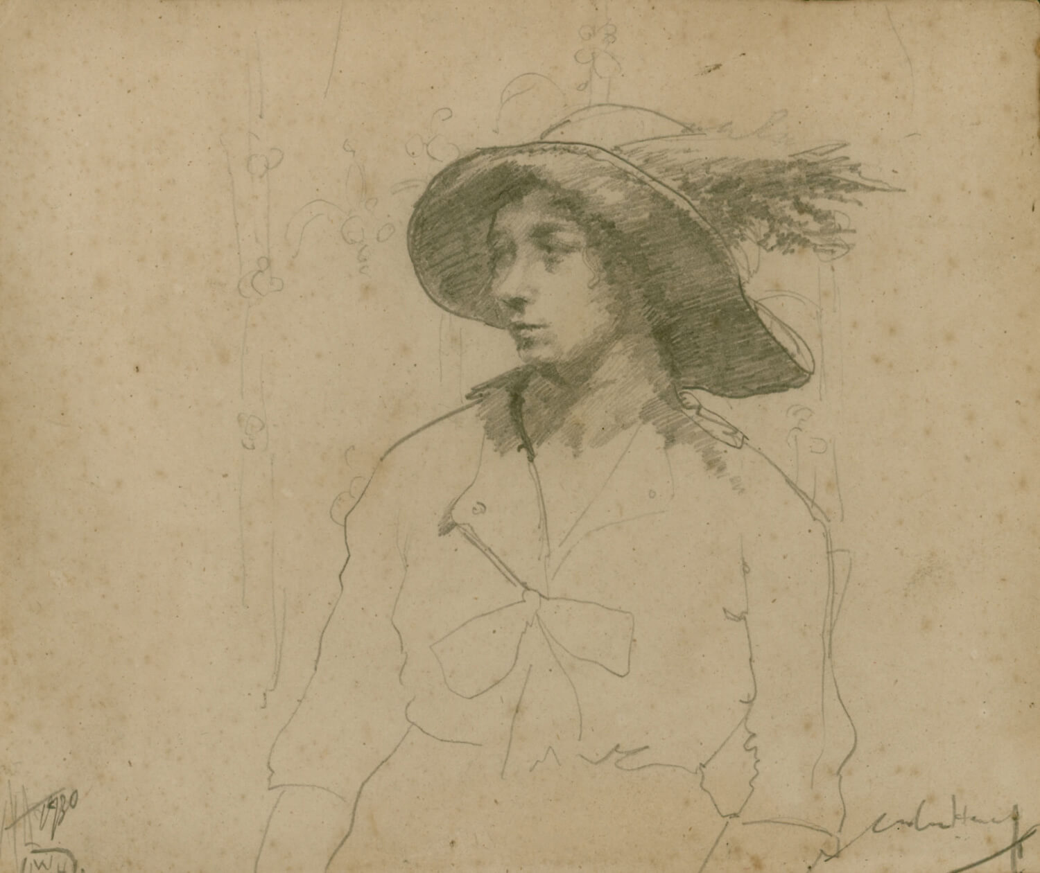 William Lee Hankey - Study for a portrait of a seated woman with hat