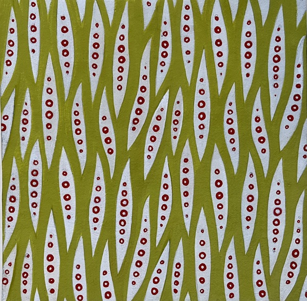Green and red textile design